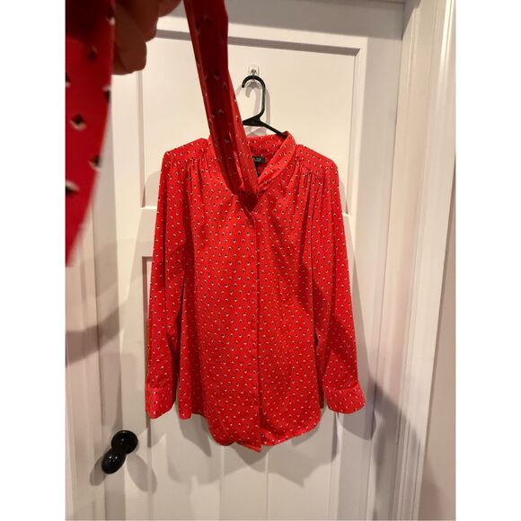 Rachel Zoe Red patterned tie blouse sz M - Picture 2 of 9